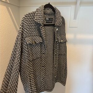 Zara Monochrome Houndstooth Blazer